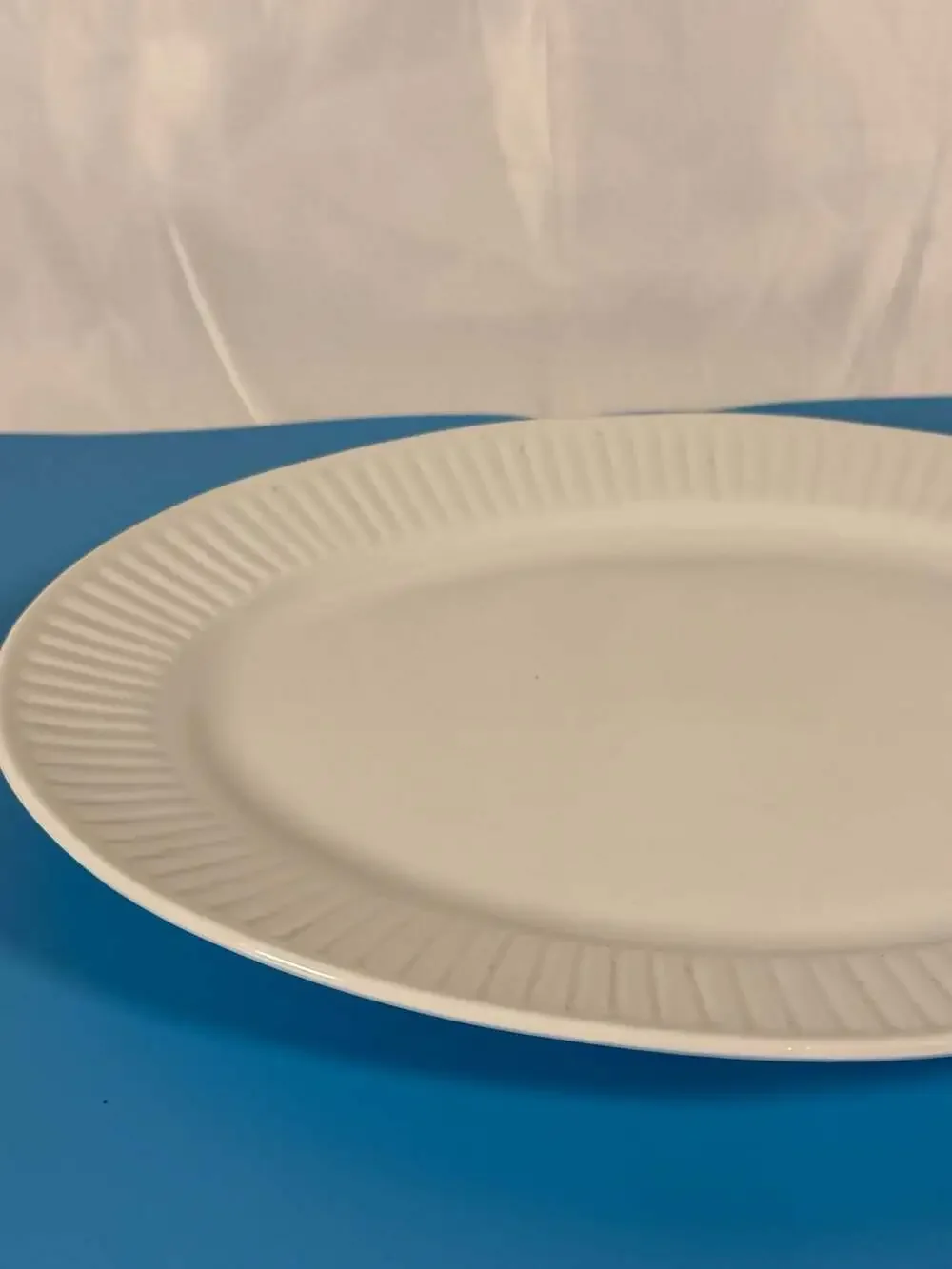 Gibson White Ribbed Edge Oval Serving Platter